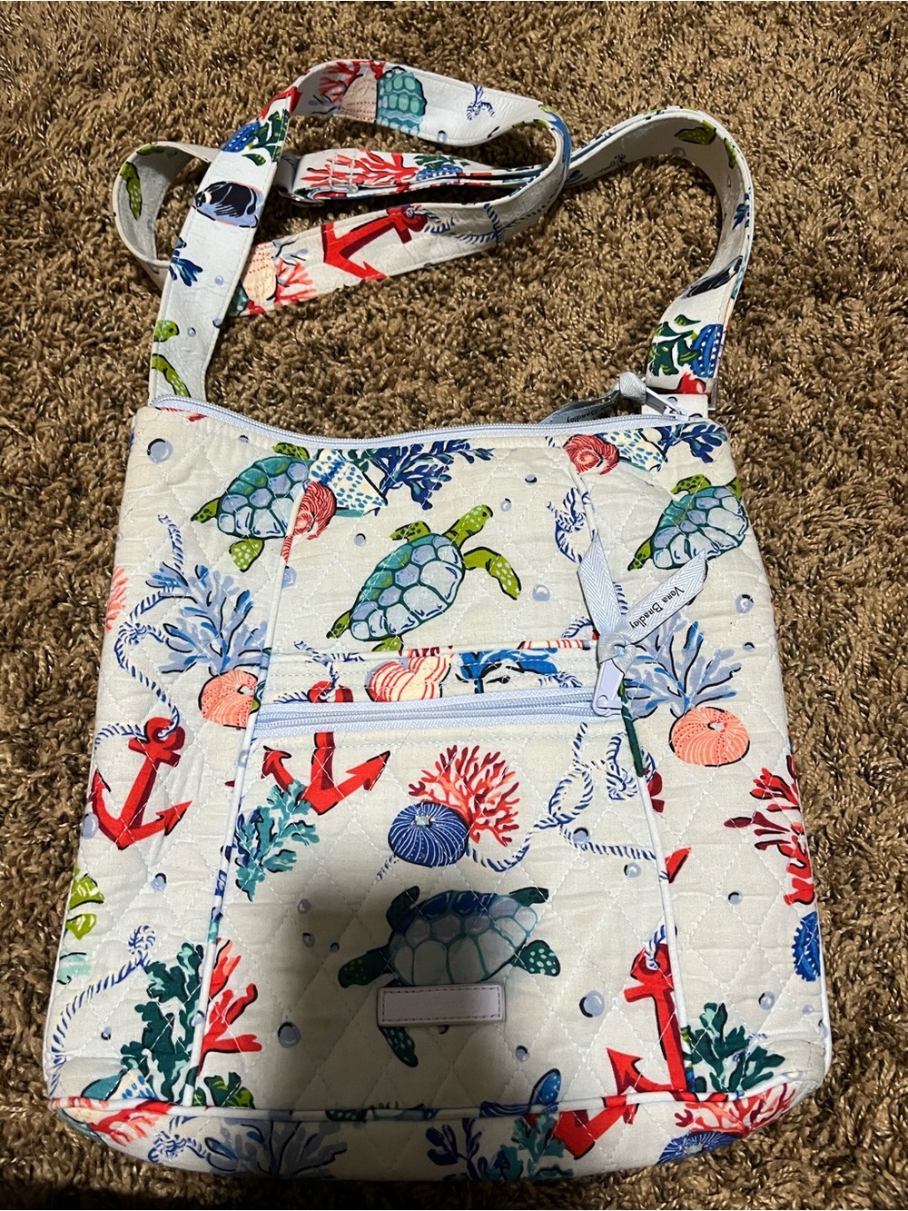 Women’s Crossbody Bag - White Nautical Sea Turtle Print